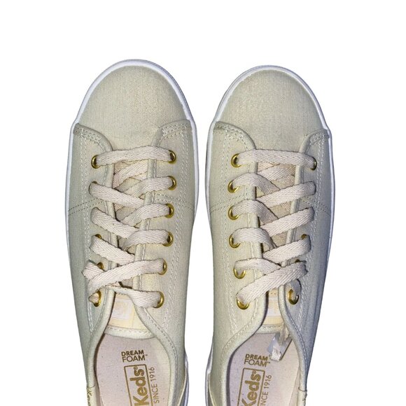 Keds Sneakers Womens 9 Used Cream Gold Shimmer Excellent Used Condition - Picture 4 of 11